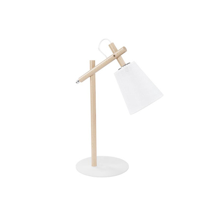 Lampa Stołowa Biurkowa Nocna VAIO WHITE Abażur Biała Drewniana Skandynawska E27 667 TK Lighting