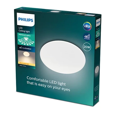 Lampa Sufitowa Plafon LED 20W 2000lm 2700K Biała Moire CL200 Philips