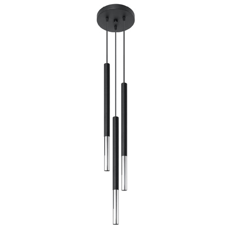 Lampa Sufitowa Wisząca Tuba 3x G9 Zwis Tubularna Czarna Chrom Nowoczesna Mozaica Sollux
