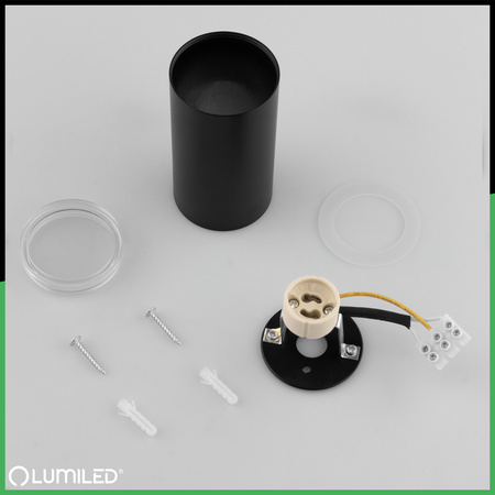 Lampa Sufitowa Reflektor LED Oprawa Spot Tuba GU10 IP44 ADERO Czarna Lumiled