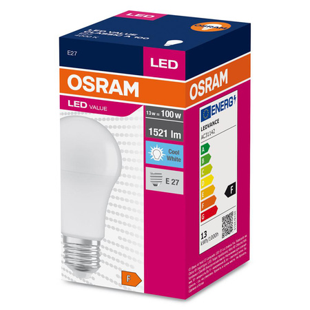 Żarówka LED A60 E27 13W = 100W 1521lm 4000K Neutralna 200° VALUE CLASSIC Osram
