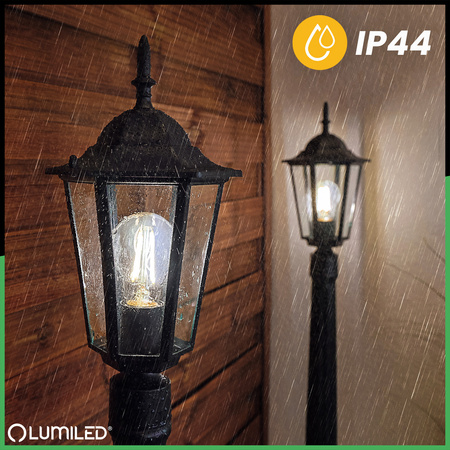 Lampa Ogrodowa Zewnętrzna E27 SŁUPEK LATARNIA 110cm Czarna BELLIS LUMILED