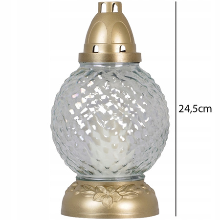 6x Znicz Szklany na Wkład 28h Całoroczny na Grób 24,5cm