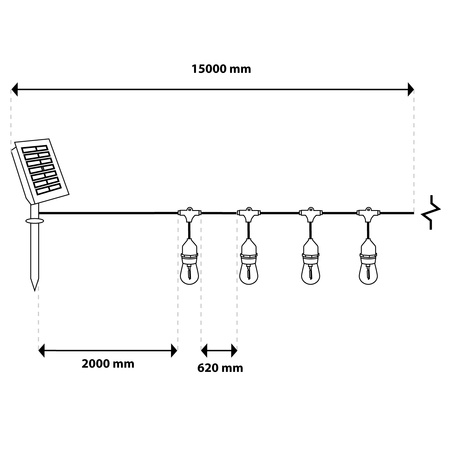 ZESTAW Girlanda Solarna SOLLIS 22x LED 2700K 15m PILOT IP65 + Adapter Sieciowy 6,6W LUMILED