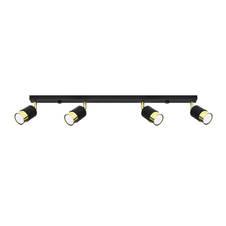 Lampa Sufitowa Oprawa Natynkowa SPOT TUBA Reflektor 4x GU10 Ruchoma Tubularna Czarna Złota Nowoczesna Nero Sollux