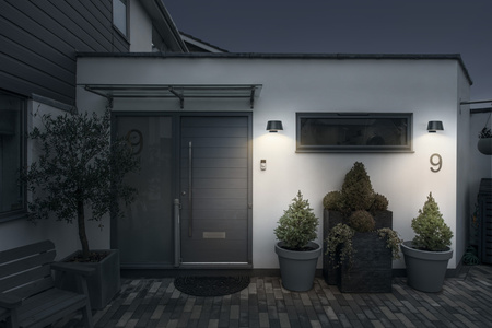 Kinkiet Ogrodowy Lampa Elewacyjna Zewnętrzna LED z Czujnikiem Ruchu i Zmierzchu 10.1W 930lm 3000K Ciepła Ściemnialna Szary IP54 Endura Osram