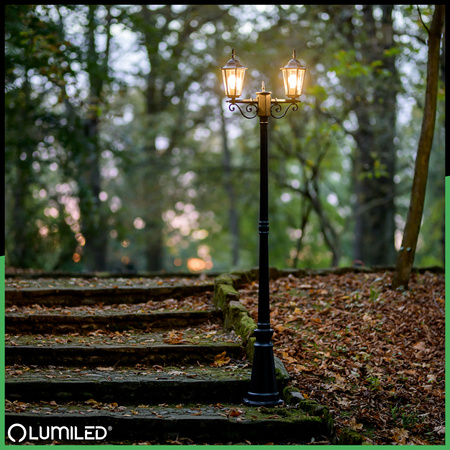 Lampa Ogrodowa Stojąca LED Słupek 2m 2x E27 Latarnia Zewnętrzna Dekoracyjna BELLIS LUMILED