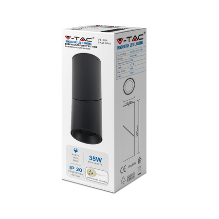 Oprawa Sufitowa Natynkowa Spot GU10 Okrągła Czarna VT-804 V-TAC