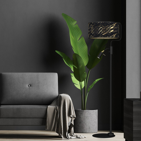 Lampa Podłogowa Stojąca SENSO Czarna Złota 1xE27 + 1x mini GU10 Milagro