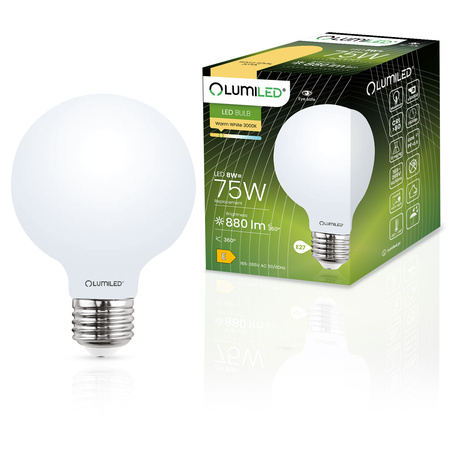 Żarówka LED E27 Kula G95 8W = 75W 880lm 3000K Ciepła 360° FILAMENT LUMILED