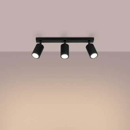 Lampa Sufitowa Reflektor Tuba Spot 3x GU10 Czarna Karbon Deep Space SL.1581 Sollux