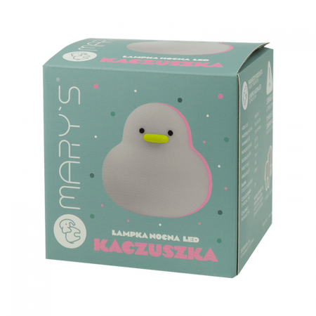 Lampka Nocna Dziecięca LED 1.6W 3000K Ciepła USB Akumulatorowa 900mAh Biała KACZUSZKA MARY'S