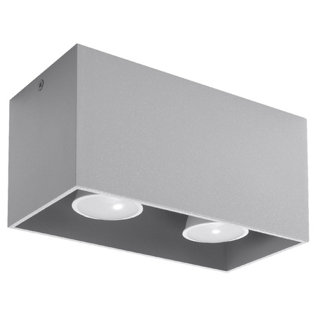 Lampa Sufitowa Oprawa Natynkowa 2x GU10 Prostokątna Szara Nowoczesna Quad Sollux