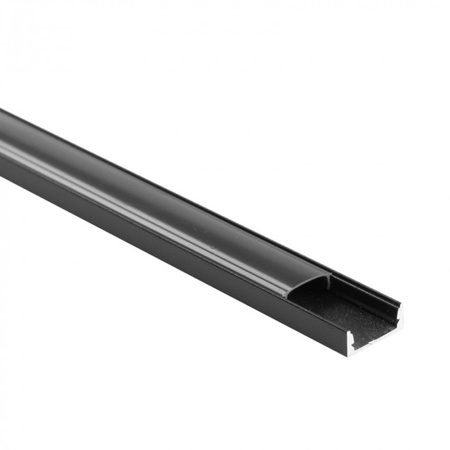Profil Aluminiowy LED Natynkowy Czarny 2m z Kloszem Czarnym do Taśm LED + Zaślepki seria N Ecolight
