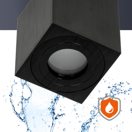 Oprawa Natynkowa Halogenowa Wodoodporna Aluminiowa GU10 IP44 Czarna Aquarius Kobi