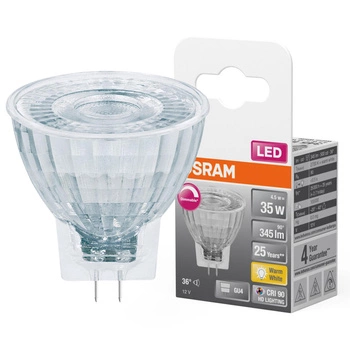 Żarówka LED MR11 Reflektor GU4 4.5W = 35W 345lm 2700K Ciepła CRI90 12V 36° Ściemnialna SUPERSTAR Osram