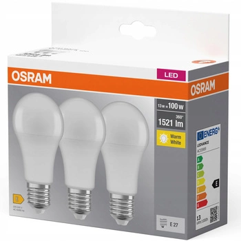 3PAK Żarówka LED E27 A60 13W = 100W 1521lm 2700K Ciepła 360° OSRAM