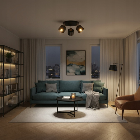 Lampa Sufitowa Spot Tuba Reflektor Oprawa Halogenowa 3x E27 Ruchomy Czarny Miedziany Elza Masterled