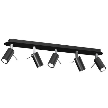 Lampa Sufitowa PRESTON Czarna Chrom 5x mini GU10 Milagro