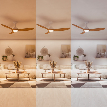 Wentylator Sufitowy 32W Lampa Sufitowa LED 24W 2650lm 3000/4300/6500K CCT Biała Brązowa + Pilot Olas Philips