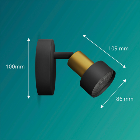 Lampa Ścienna Kinkiet GU10 Czarna-Miedziana Conduit Philips
