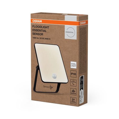 Naświetlacz LED Reflektor Zewnętrzny Lampa LED z Czujnikiem Ruchu i Zmierzchu 20W 4000K Neutralna Czarny Floodlight Osram