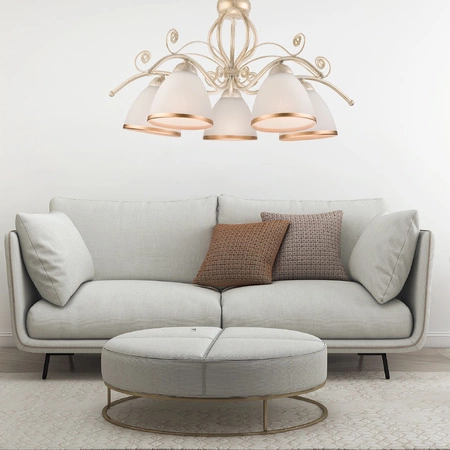 Lampa Sufitowa Wisząca RETRO 5xE27 Biała Klasyczna LM-5.51 Lamkur