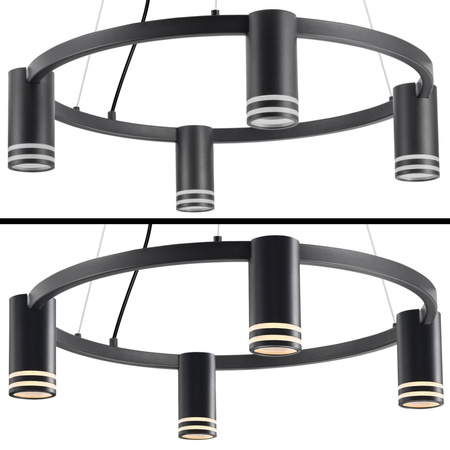 Lampa Sufitowa Wisząca Zwis 4x GU10 Czarna ROMA Sanico Goldlux