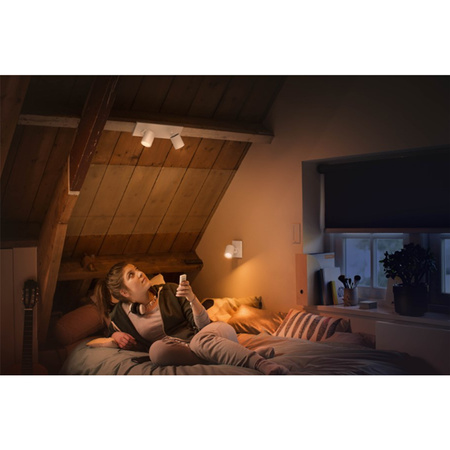 Lampa sufitowa Reflektor LED Spot Runner Biały 2x 4.2W CCT PHILIPS HUE Bluetooth Zigbee + Przełącznik Dimmer Switch