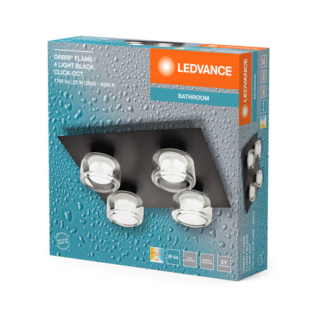 Kinkiet Łazienkowy LED Lampa Sufitowa Punktowa IP44 22W CCT 3000K-4000K Czarny LEDVANCE