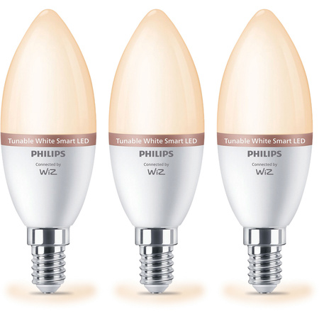 3x Żarówka LED E14 Świeczka C37 4.9W = 40W 470lm 2700-6500K TW Inteligentna SMART WiFi Bluetooth Aplikacja WiZ Philips