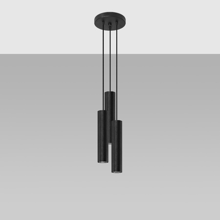 Lampa Sufitowa Oprawa Natynkowa SPOT TUBA 3x GU10 Wisząca Zwis Tubularna Czarna Nowoczesna Lagos Sollux
