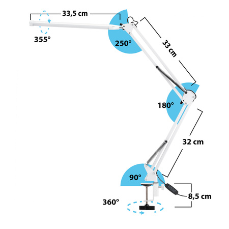 Lampka Biurkowa Kreślarska Stołowa LED 8W CCT USB Ściemnialna COSMI Czarna Lumiled