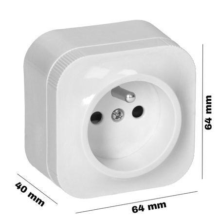 Gniazdo Pojedyncze Elektryczne Ścienne Natynkowe ToDo z Bolcem IP20 ORNO BIAŁY