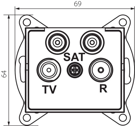 Gniazdo TV-2xSAT Końcowe Kwadratowe Czarne LOGI Kanlux