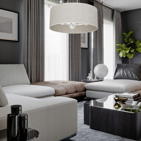 Lampa Wisząca Sufitowa LINO Biała Lniana 3xE27 Milagro