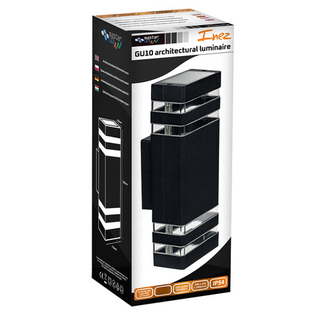 Kinkiet Ogrodowy Elewacyjny Podwójny INEZ DUO LED 2xGU10 ALUMINIUM Czarna IP54