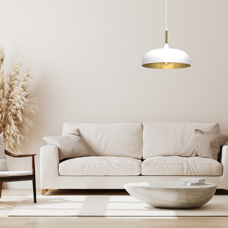 Lampa Wisząca Sufitowa LINCOLN Biała Złota 1xE27 35cm Milagro