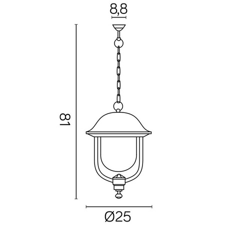 Lampa Ogrodowa Zewnętrzna Wisząca LED Prince K 1018/1/O E27 Su-Ma