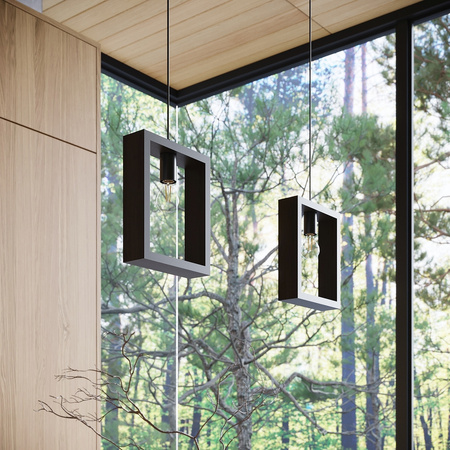 Lampa Sufitowa Wisząca Zwis E27 Żyrandol Kwadratowa Brązowa Skandynawska Aries Sollux