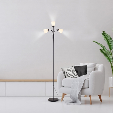 Lampa Podłogowa Oprawa Stojąca 3x E27 Czarna Tulip Sanico Goldlux