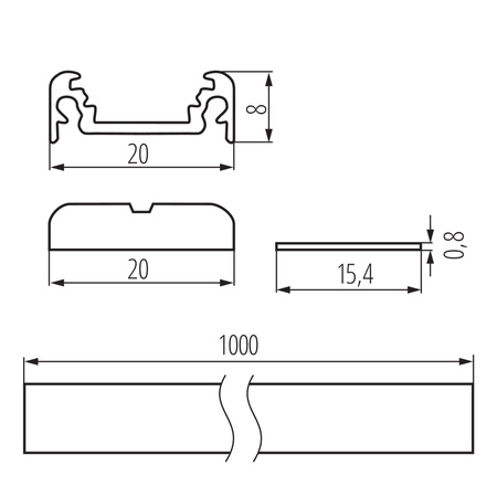 Profil Aluminiowy Natynkowy do Taśmy LED Anodowany 1m PROFILO Kanlux