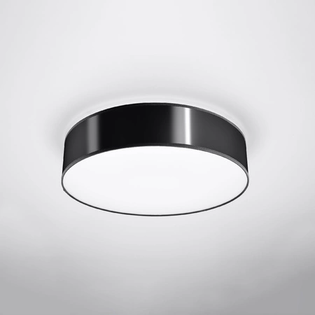 Lampa Sufitowa Plafon 3x E27 Okrągła Czarna Minimalistyczna Arena Sollux