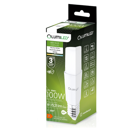 Żarówka LED E27 Tubularna T45 15W = 100W 1521lm 4000K Neutralna 200° LUMILED