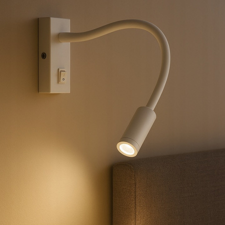 Lampa Ścienna LED Elastyczny Kinkiet do Czytania LEO 3W 4000K Biały