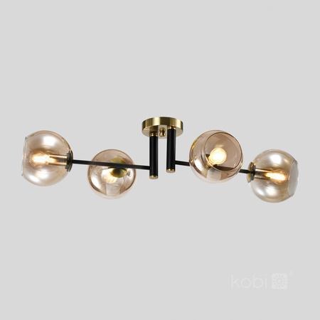 Lampa Sufitowa Dekoracyjna E14 Czarna Złota Elegance Kobi