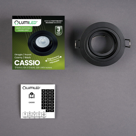 Oprawa HALOGENOWA Podtynkowa Ruchoma GU10 MR16 Okrągła Czarna CASSIO LUMILED