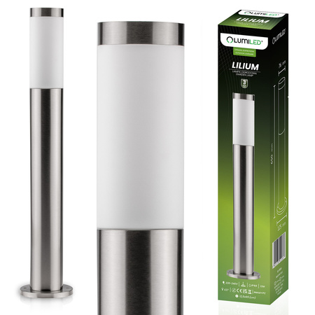 Lampa Ogrodowa Zewnętrzna E27 INOX SŁUPEK 65cm Lilium LUMILED