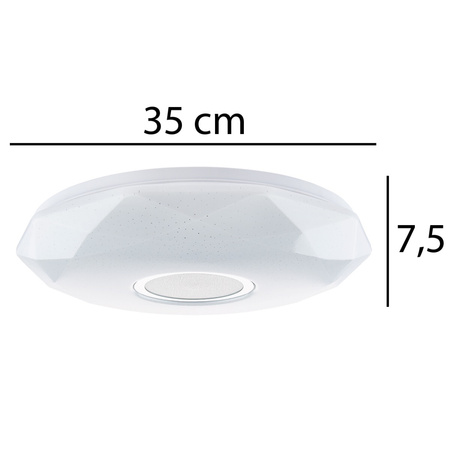 Plafon LED sufitowy łazienkowy 24W 3000-6500K Biały Okrągły Diament 39cm + Pilot
