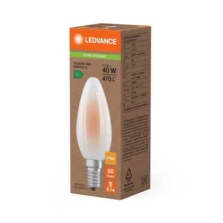 Żarówka LED Świeczka E14 B35 2.2W = 40W 470lm 2700K Ciepła 330° Ledvance